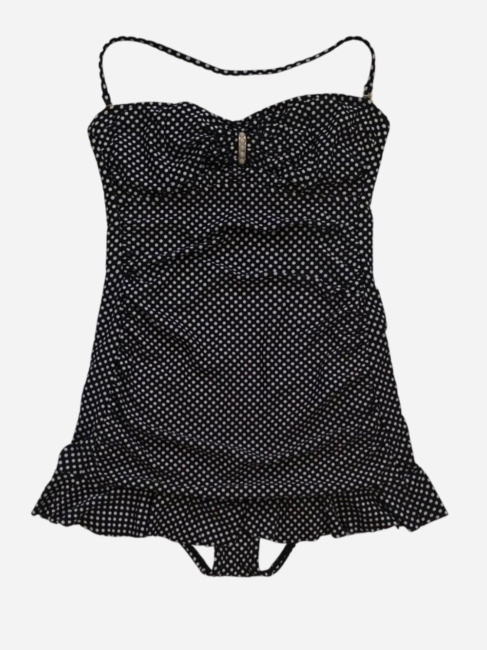 Allen B. By Allen Schwartz Black & White Polka Dot One-Piece Swimsuit Small (6)